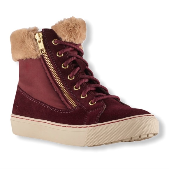 NIB Cougar Dublin Waterproof Suede Hi Top Sneaker Wine Sz 10 - Picture 1 of 11